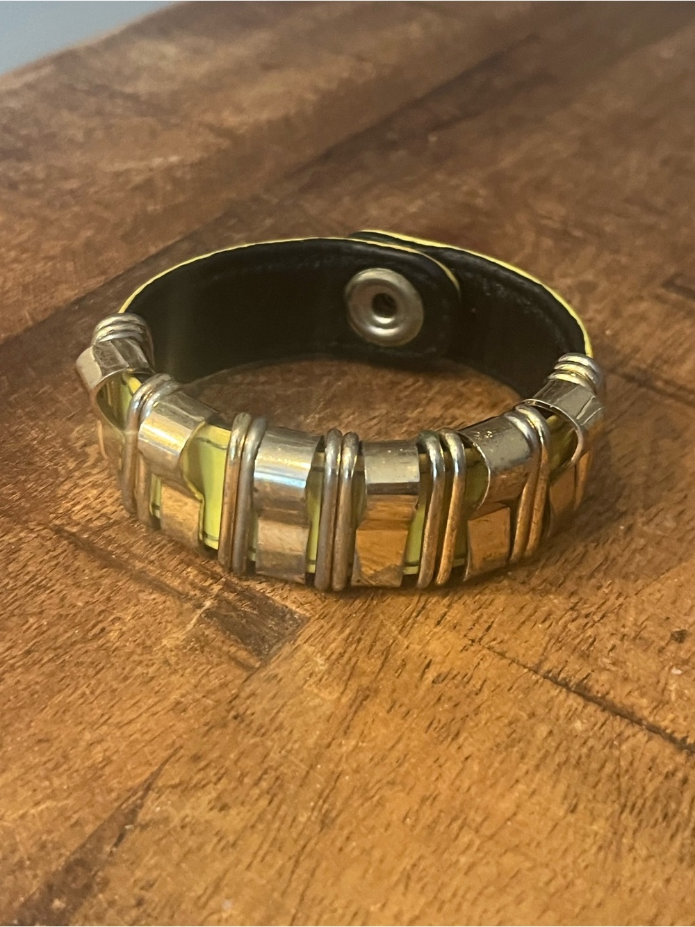 Rebecca Minkoff Lime Green Patent Leather Cuff Bracelet | Vintage Y2K